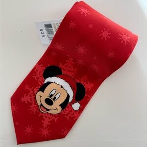 NWT Disney Mickey Mouse Christmas Holiday Necktie Red Snowflake